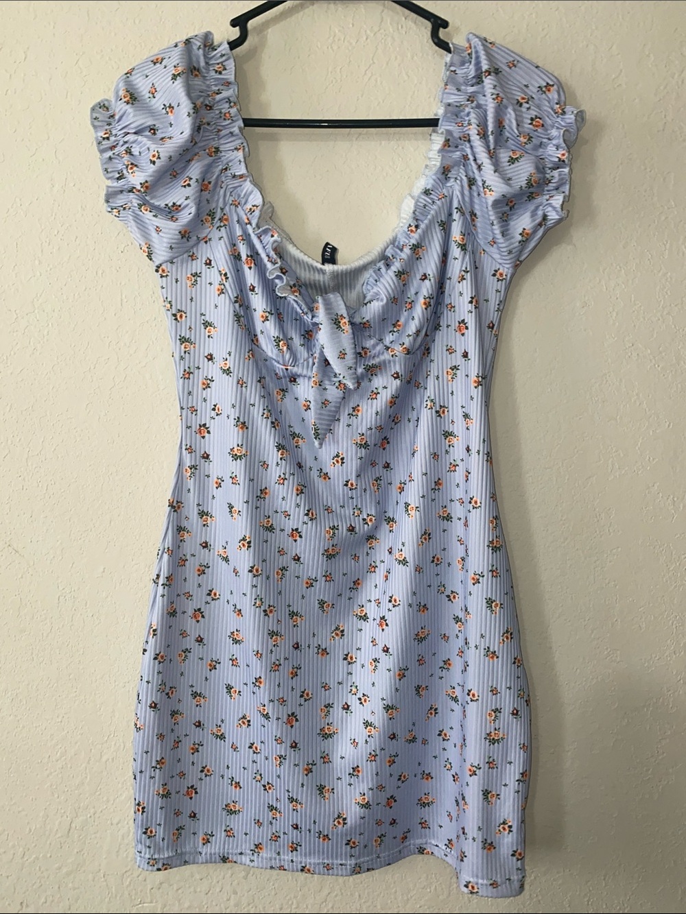 Zaful Light Blue Floral Ruffle Mini Dress - Picture 2 of 10